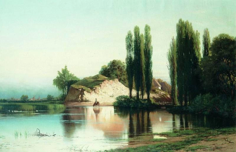 Volodymyr Orlovsky - Paesaggio con fiume in Ucraina